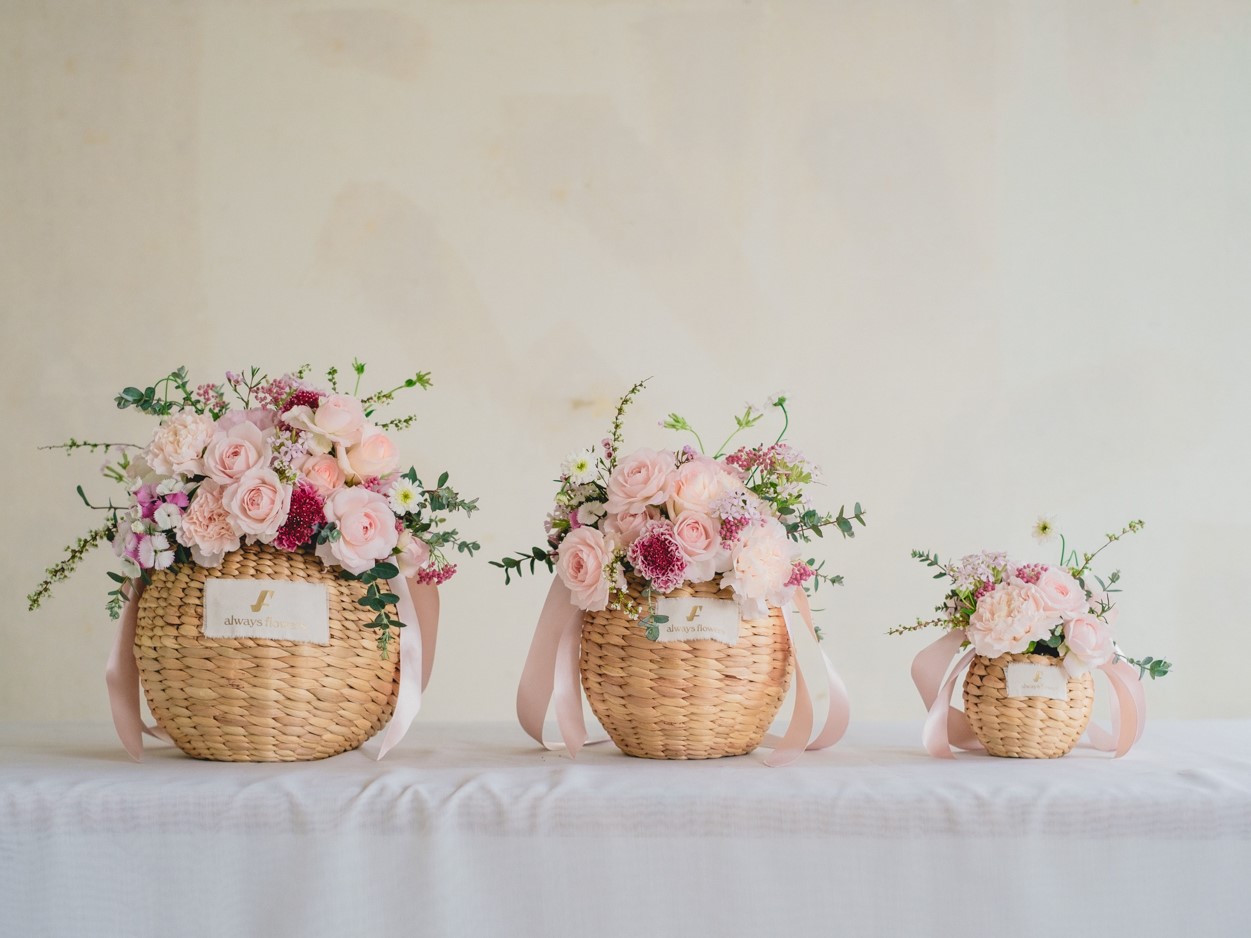 Flower BAG No.2  カゴバッグ／ナチュラルピンク