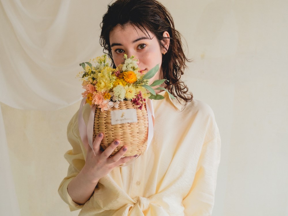 Flower BAG No.2 カゴバッグ/ドライフラワー サンイエロー