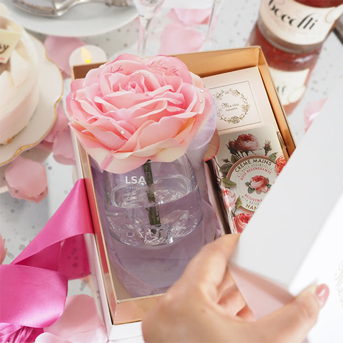 【超速サービス】メッセージフラワーピンクバラ(バラとハンドクリームのギフトセット)