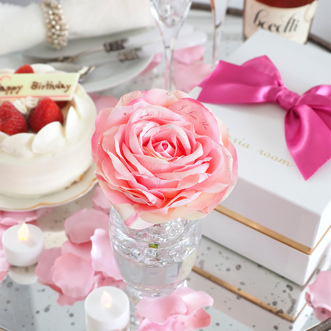 【超速サービス】メッセージフラワーピンクバラ(バラとハンドクリームのギフトセット)