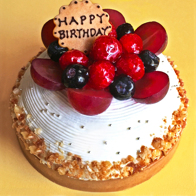 木苺のホワイトバースデーケーキ14cm 誕生日 記念日 タルト メッセージプレート・キャンドル5本付