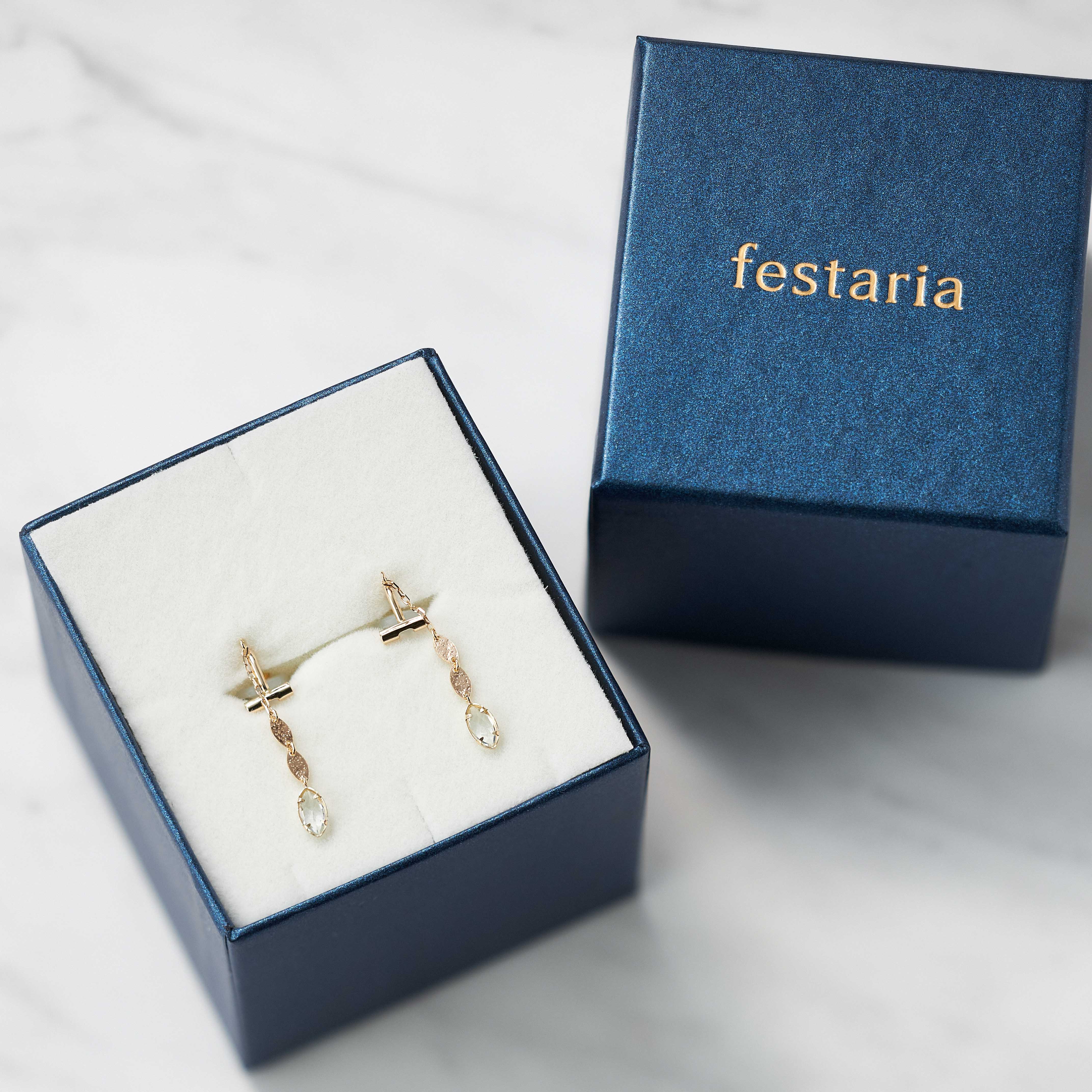 K10イエローゴールド アクアマリン イヤリング | festaria（フェスタ 
