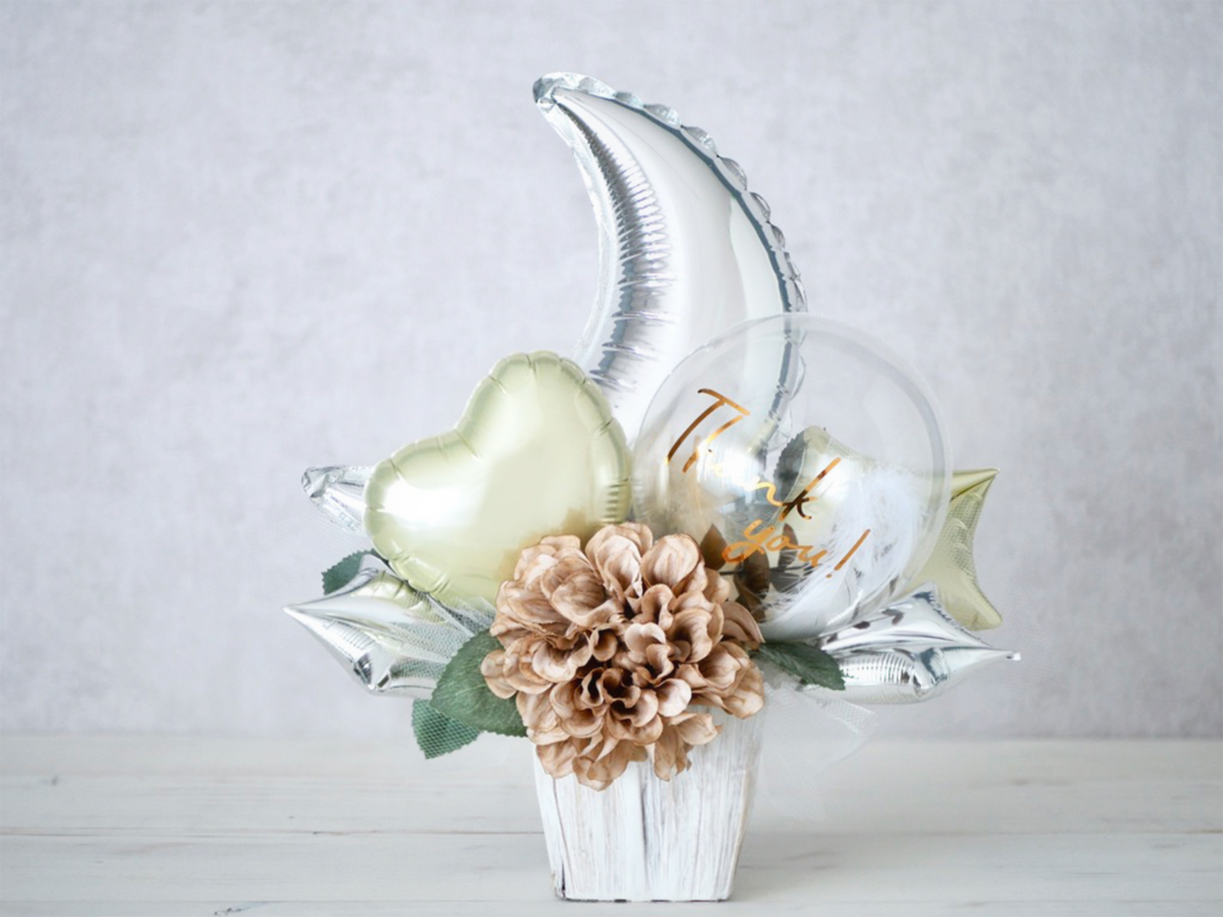 文字入れオプション可】バルーンアレンジメント ムーンM シルバー