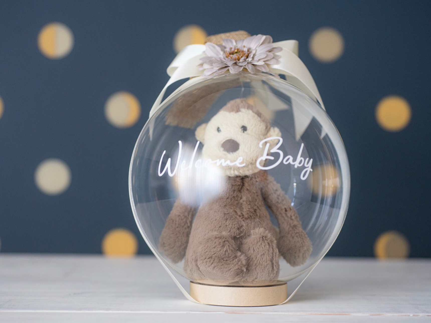 【文字入れオプション可】バルーンラッピング　ぬいぐるみバルーン　Bashful Monkey バシュフルモンキーS