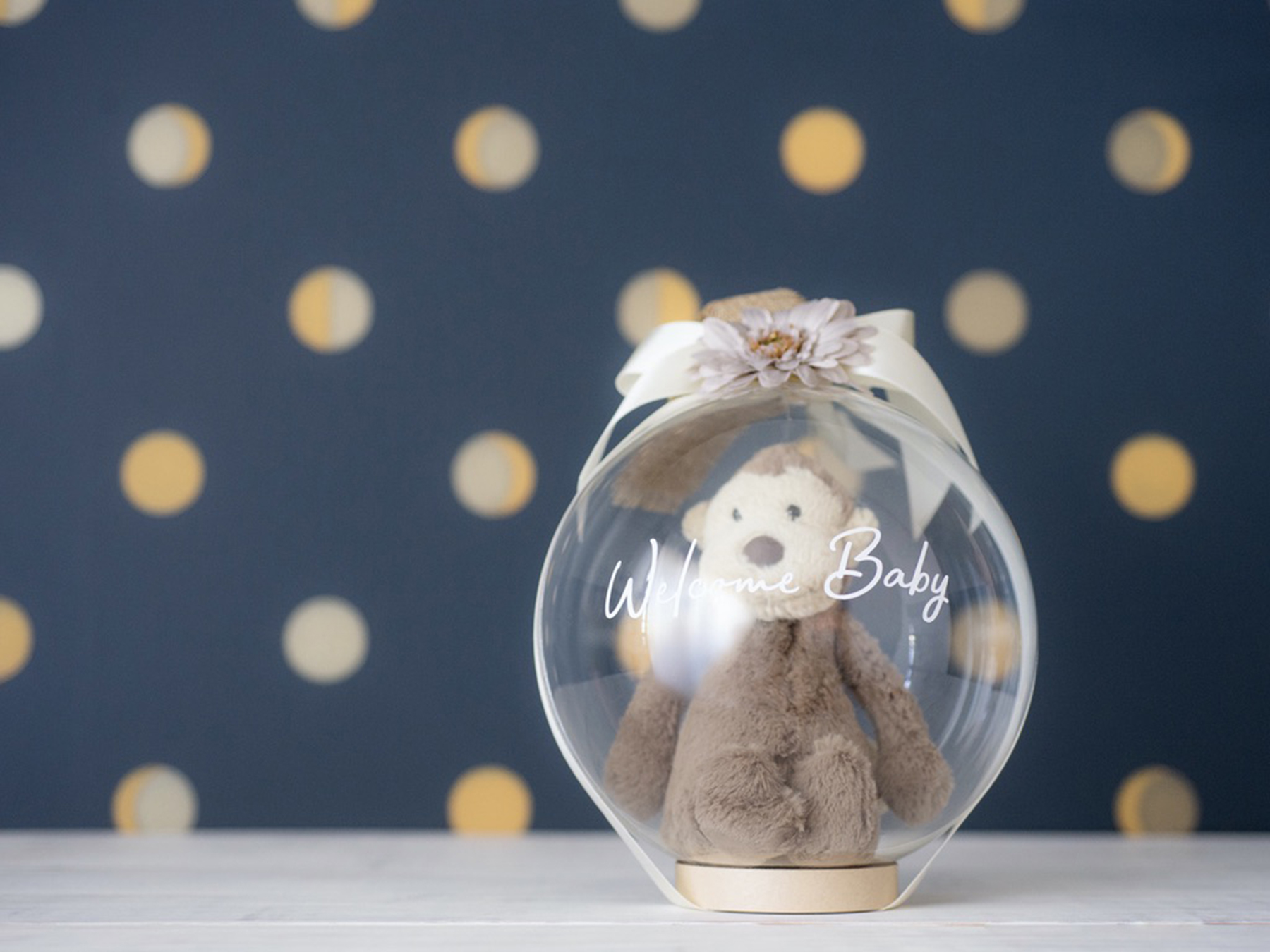 【文字入れオプション可】バルーンラッピング　ぬいぐるみバルーン　Bashful Monkey バシュフルモンキーS