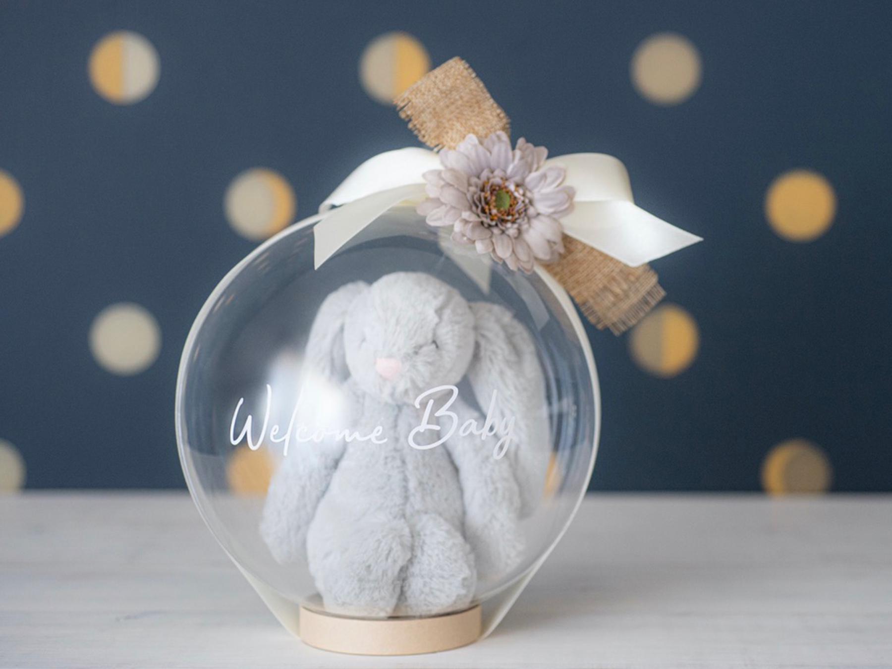 【文字入れオプション可】バルーンラッピング　ぬいぐるみバルーン Bashful Silver BunnyバシュフルシルバーバニーS