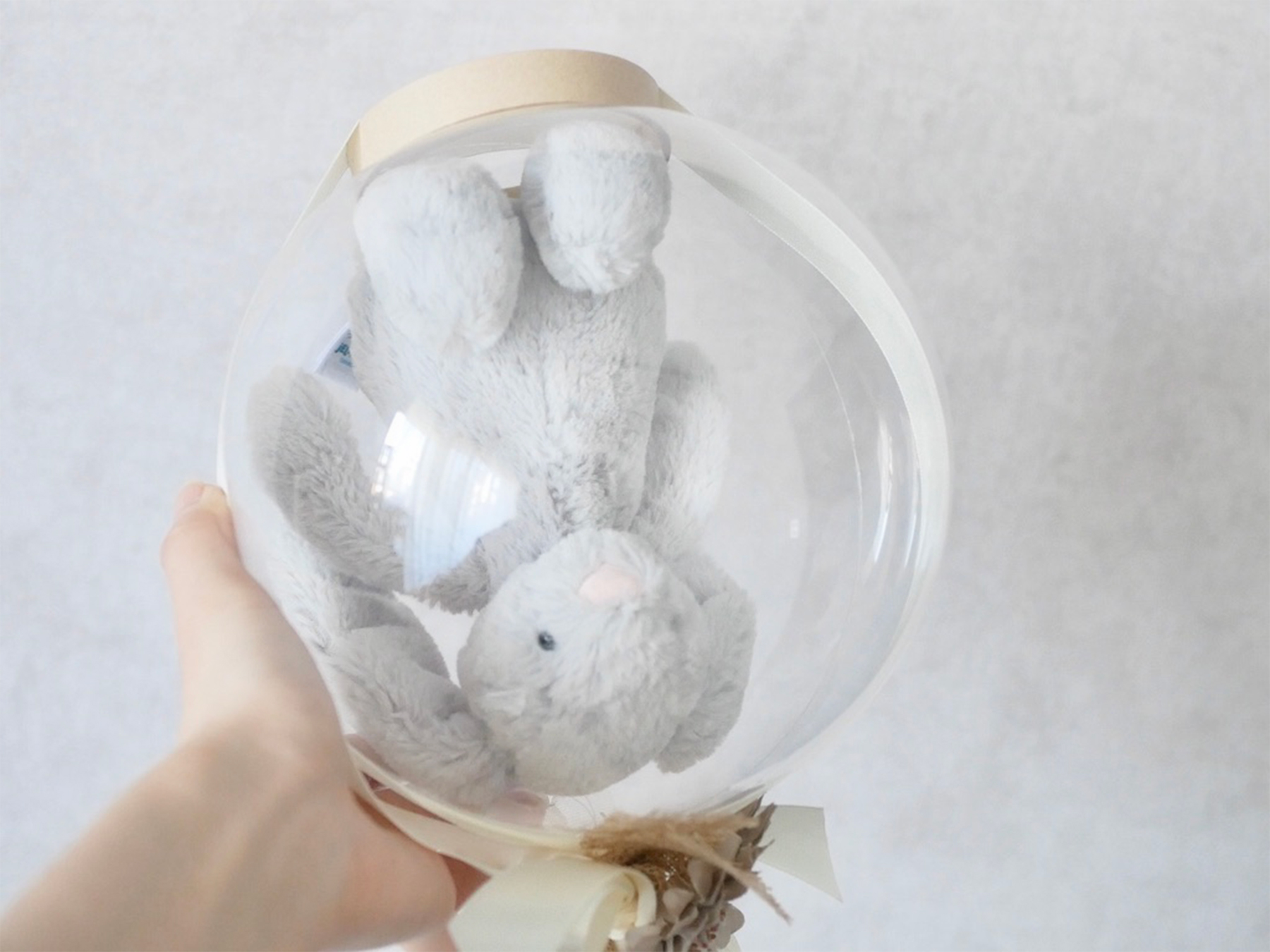 【文字入れオプション可】バルーンラッピング　ぬいぐるみバルーン Bashful Silver BunnyバシュフルシルバーバニーS