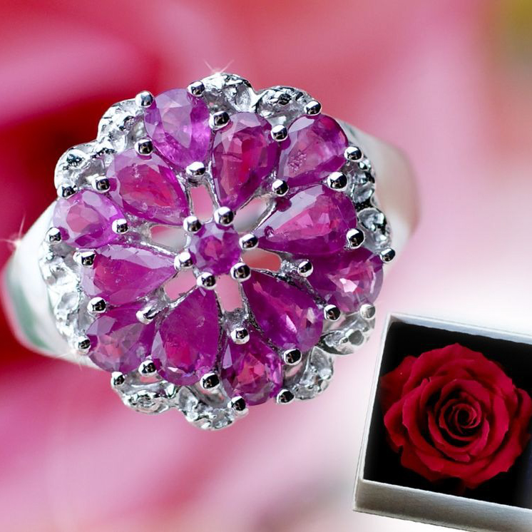 【Clementia】ルビー カクテルリング ペアードロップ カットリング