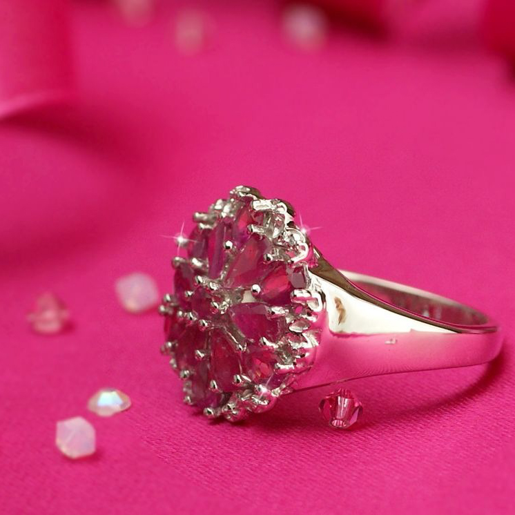 【Clementia】ルビー カクテルリング ペアードロップ カットリング