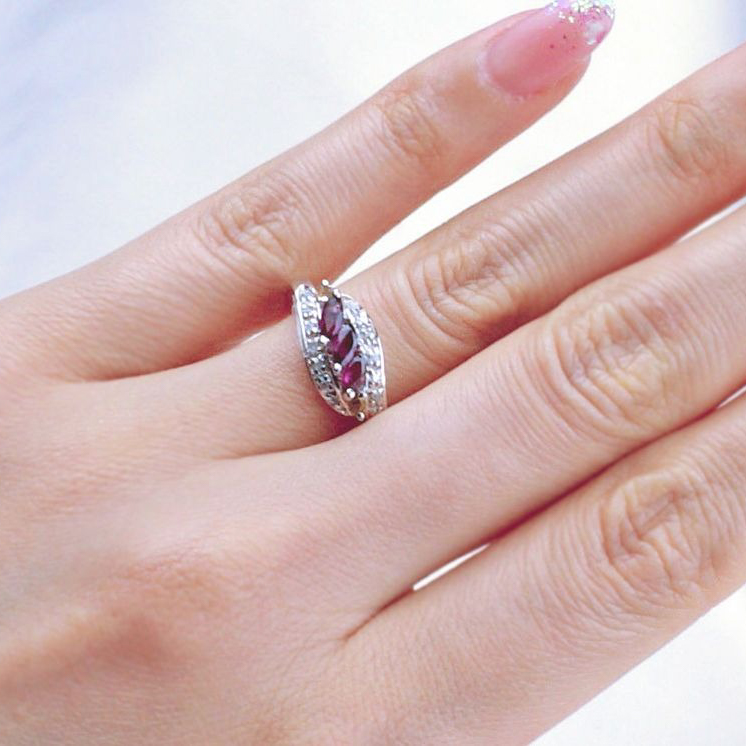 【Clementia】ロードライト ガーネット & シトリン ファイン リング