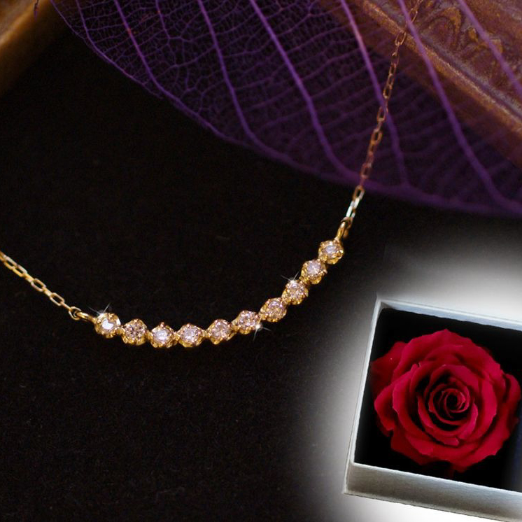 【Clementia】K18 ゴールド スイートテン ダイヤモンド ラインネックレス