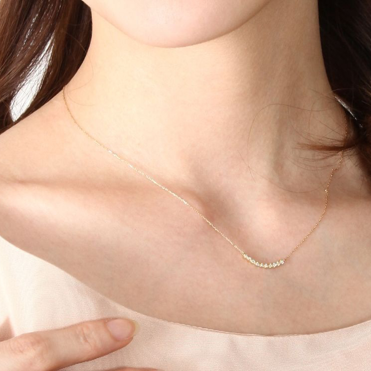 【Clementia】K18 ゴールド スイートテン ダイヤモンド ラインネックレス