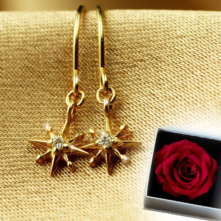 Clementia】10Kイエローゴールド ヘリオス ダイヤモンド ピアス