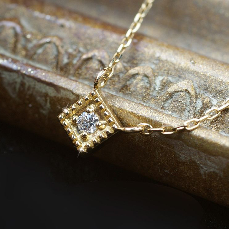 【Clementia】K18 イエローゴールド アポロン ダイヤモンド ネックレス & ピアス セット