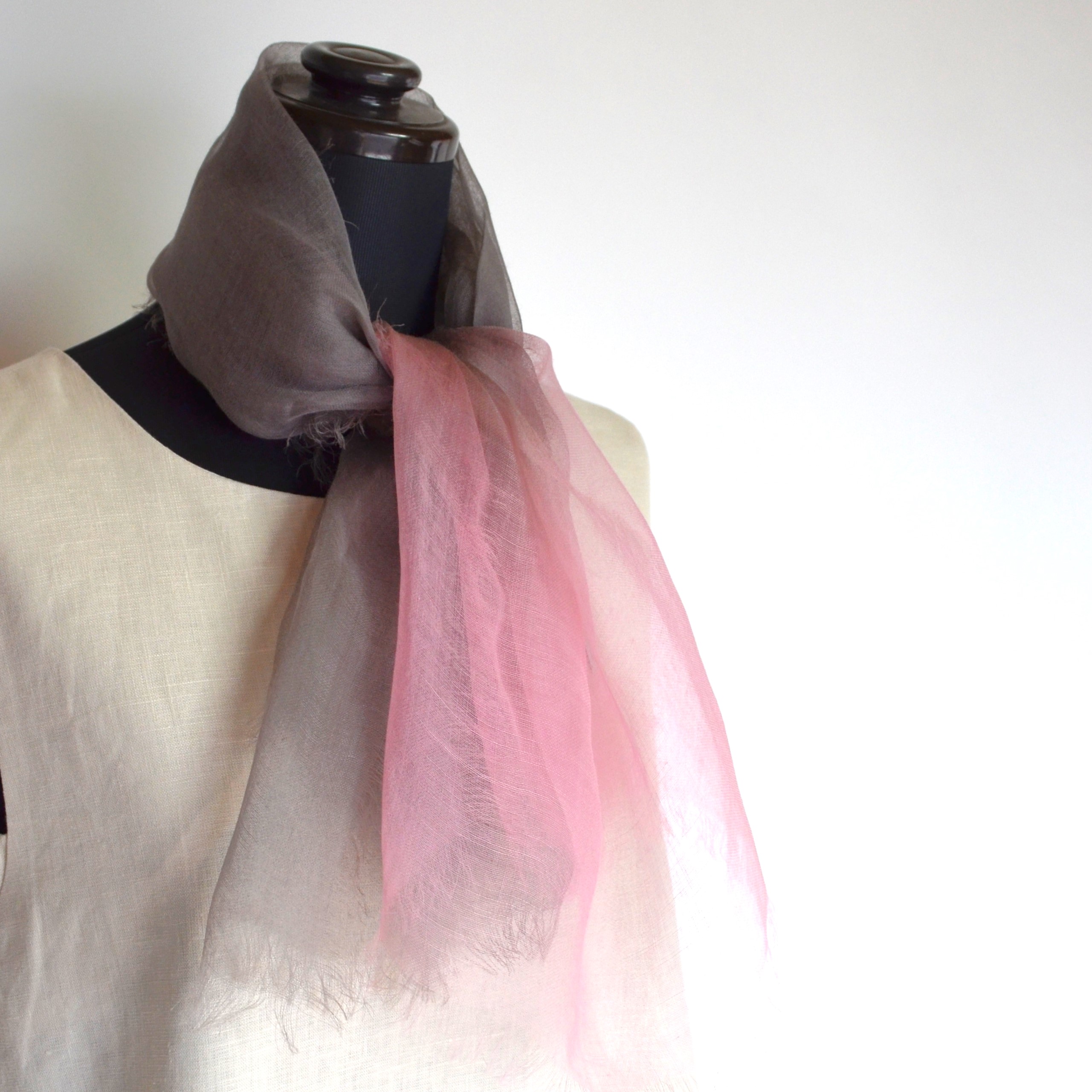 【harukii】日本製 麻100％ぼかし染ラミー薄羽ストール2019 Mini