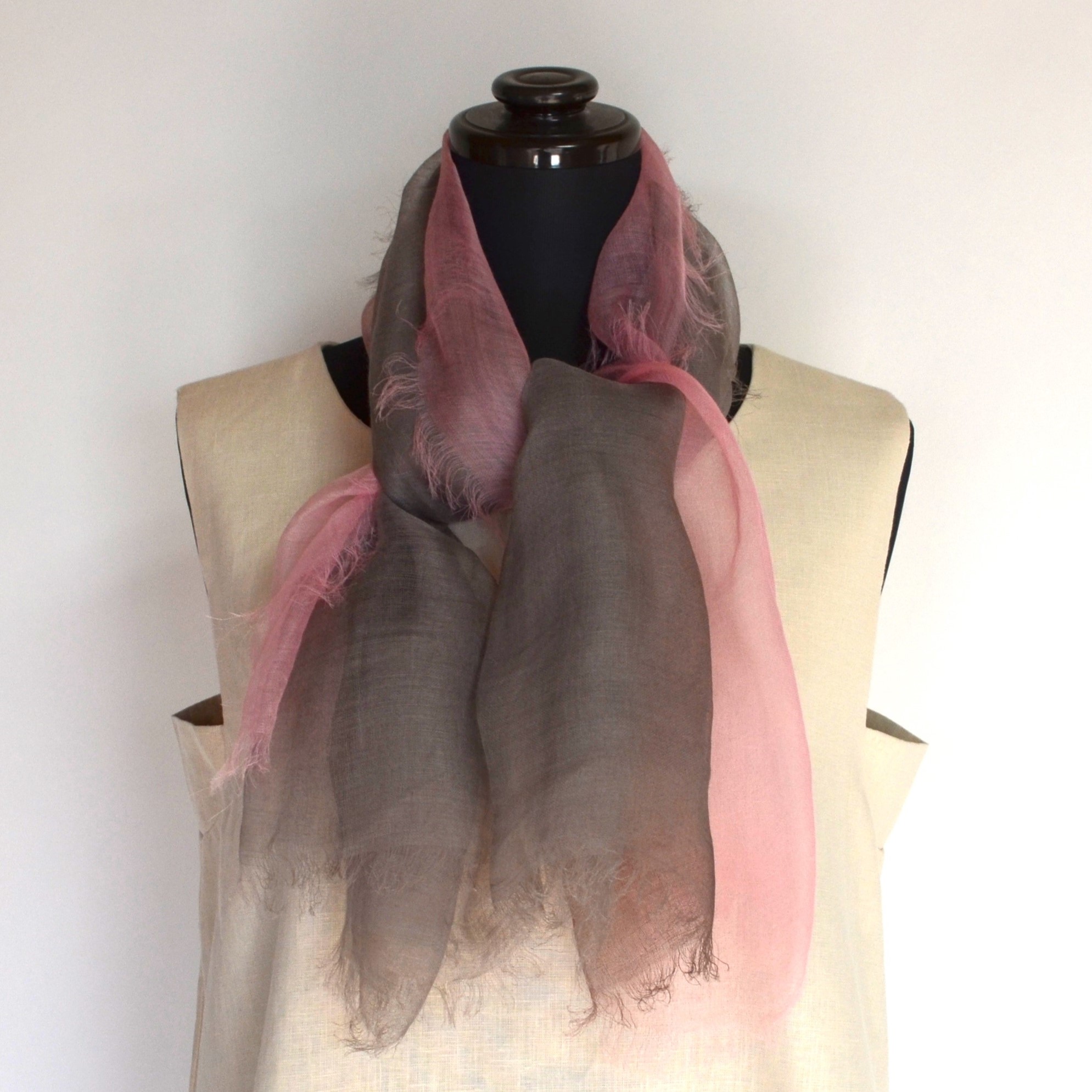 【harukii】日本製 麻100％ぼかし染ラミー薄羽ストール2019 Mini