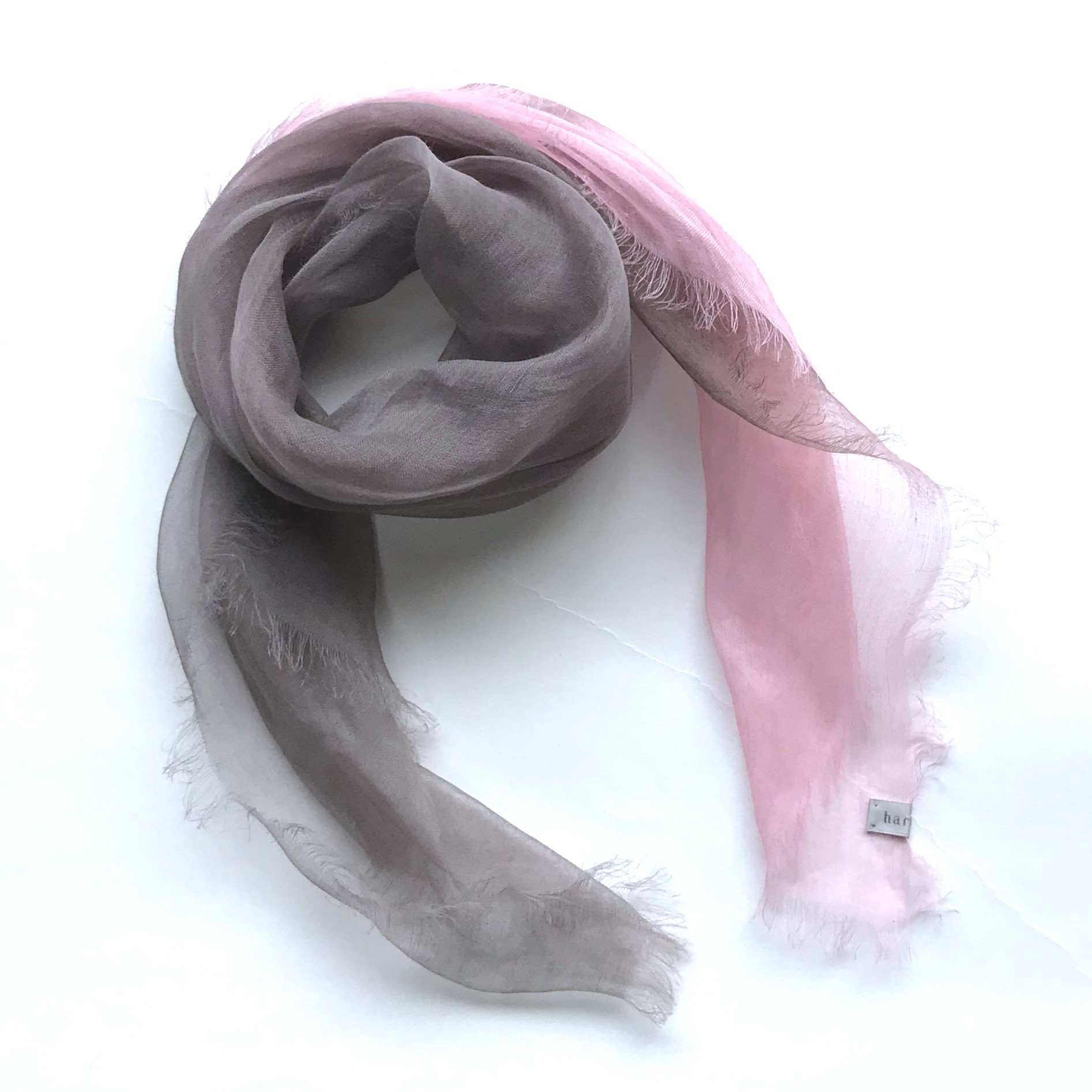 【harukii】日本製 麻100％ぼかし染ラミー薄羽ストール2019 Mini