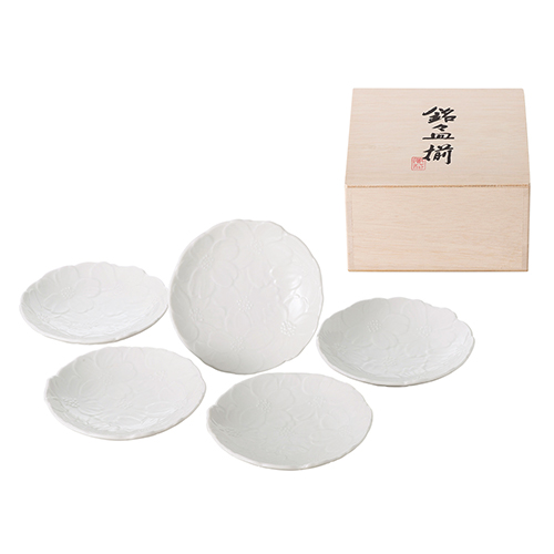 花白磁 銘々皿揃 (木箱入）