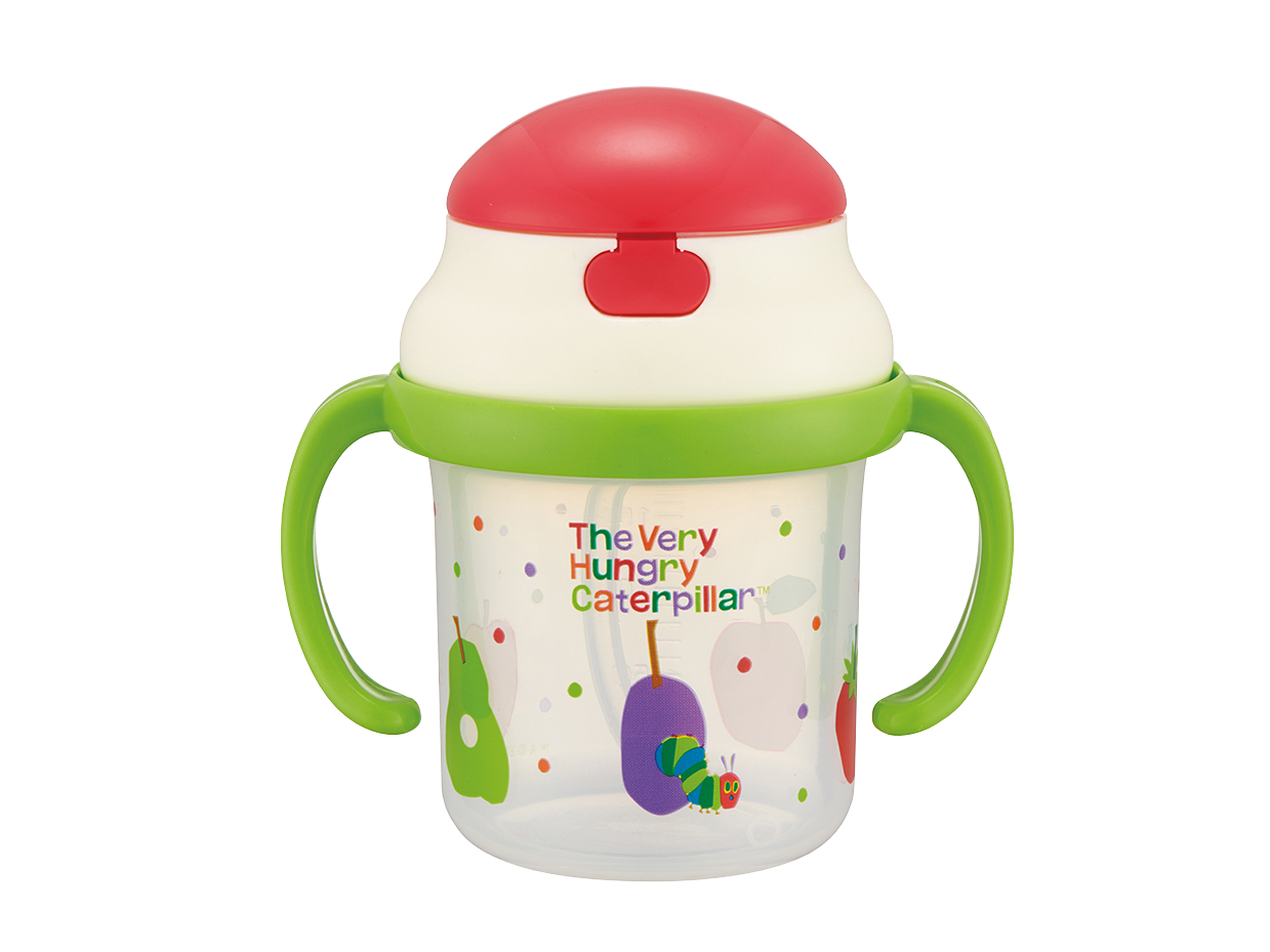 ストローホッパー両手マグ（シリコーンストロー）（はらぺこあおむし）