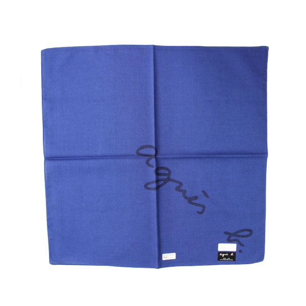 ハンカチ メンズ 2枚セット ギフトセット ホワイト英文×ブルーロゴ 1880430552-10/ブルー1880050252-02 agneh04