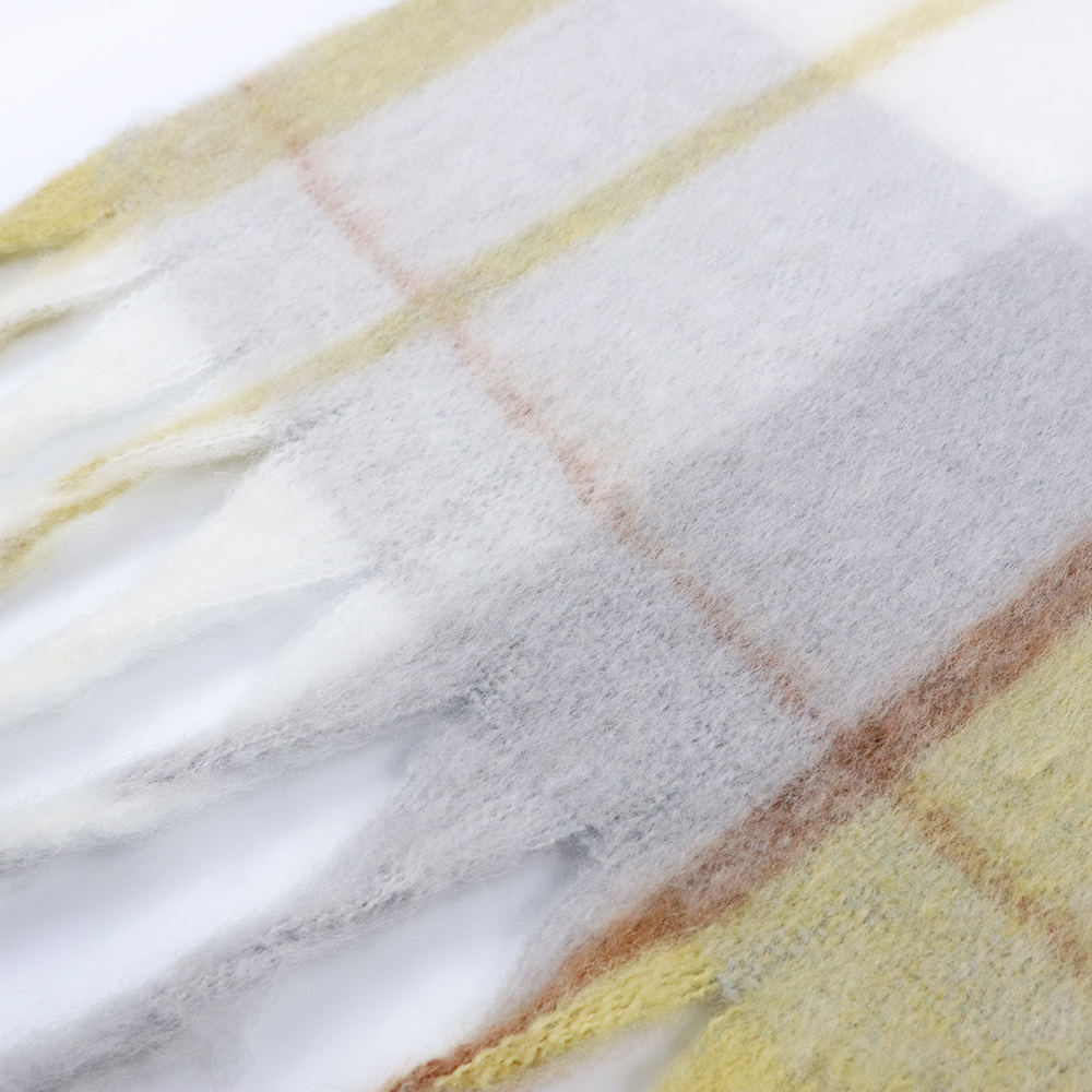 ボリュームフリンジチェックストール