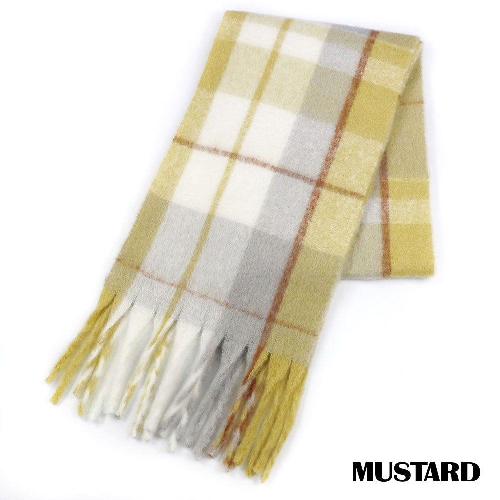 ボリュームフリンジチェックストール