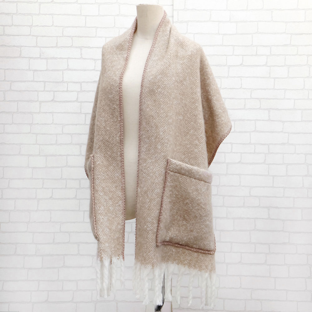 ポケット付ボリュームフリンジストール