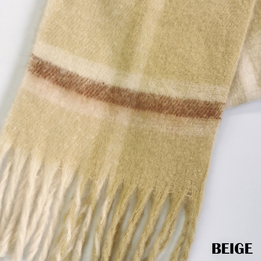 ボリュームフリンジチェックストール2