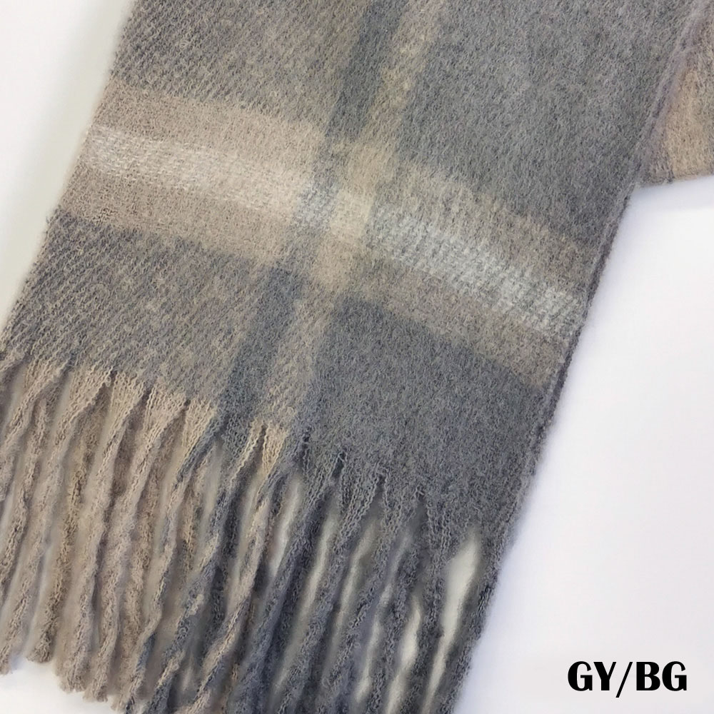 ボリュームフリンジチェックストール2