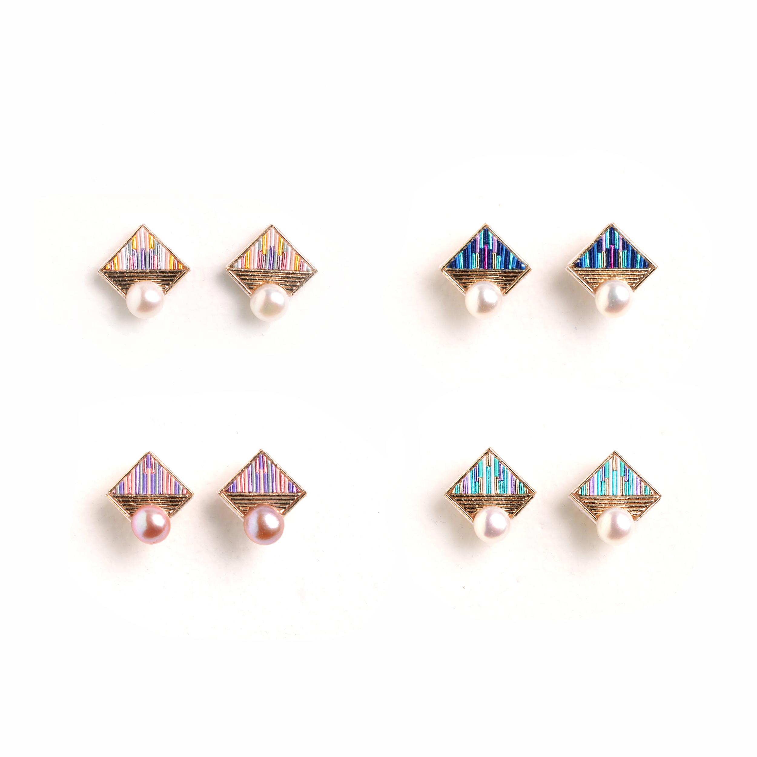 Square Pearl ピアス/イヤリング 水引 スクエアパール