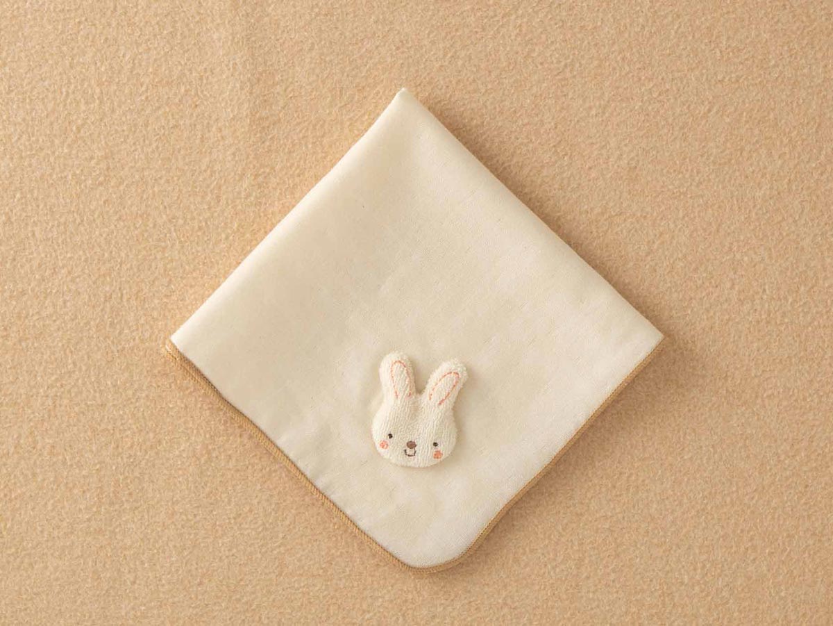 ＜オーガニック＞スタイ/ハンカチセット(クマ・ウサギ)