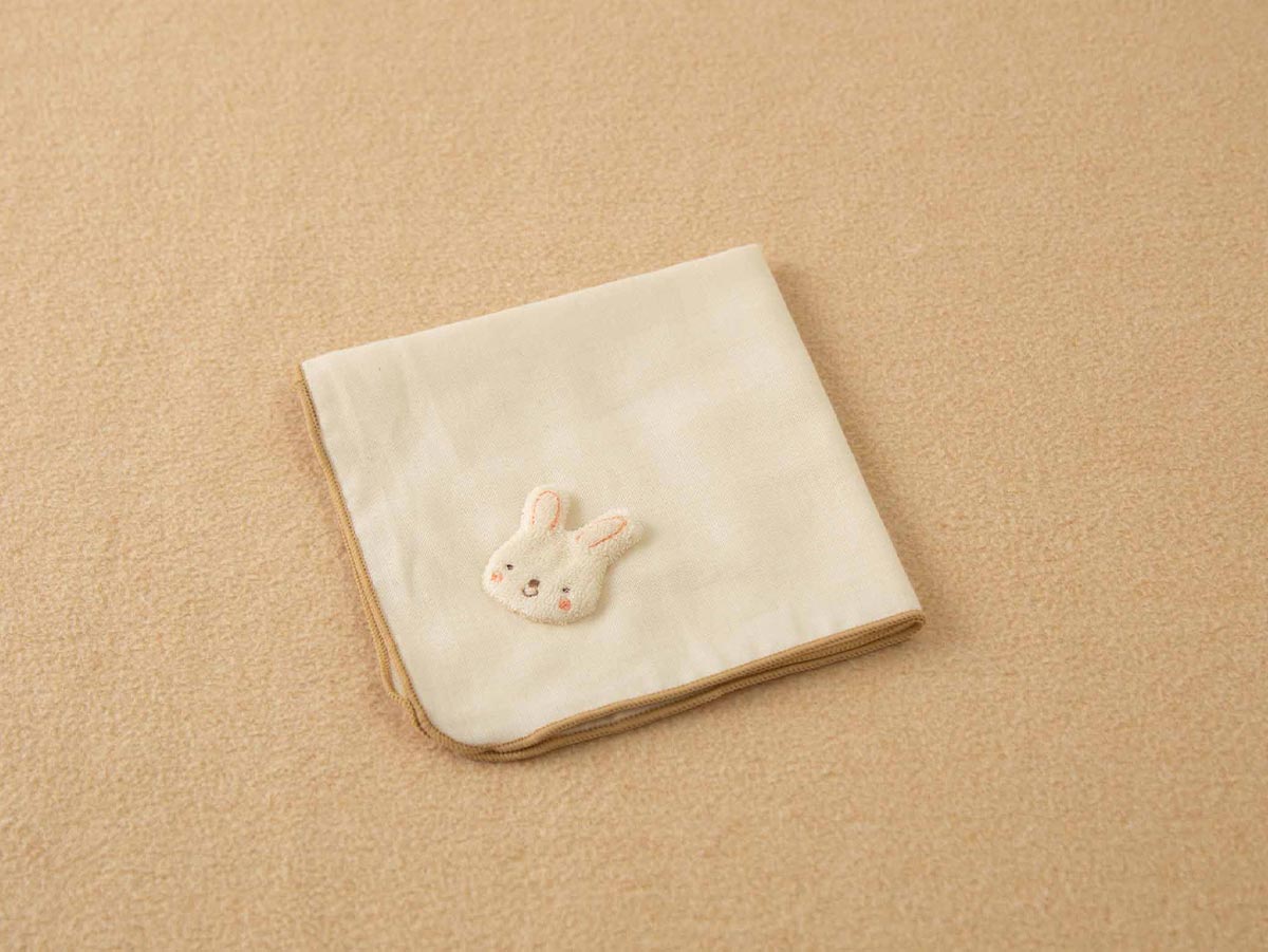 ＜オーガニック＞スタイ/ハンカチセット(クマ・ウサギ)