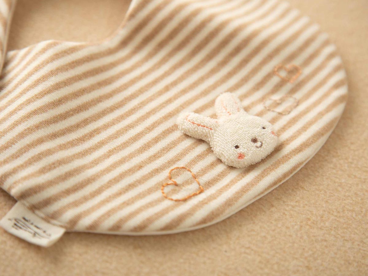 ＜オーガニック＞スタイ/ハンカチセット(クマ・ウサギ)