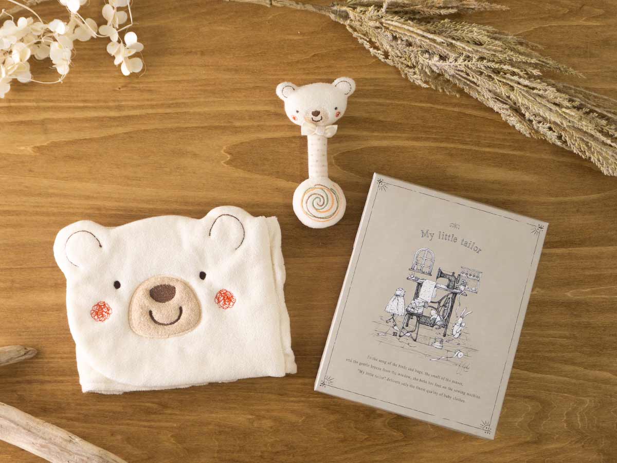 ＜オーガニック＞くまのはらまきとにぎにぎ(ベージュ・ホワイト)