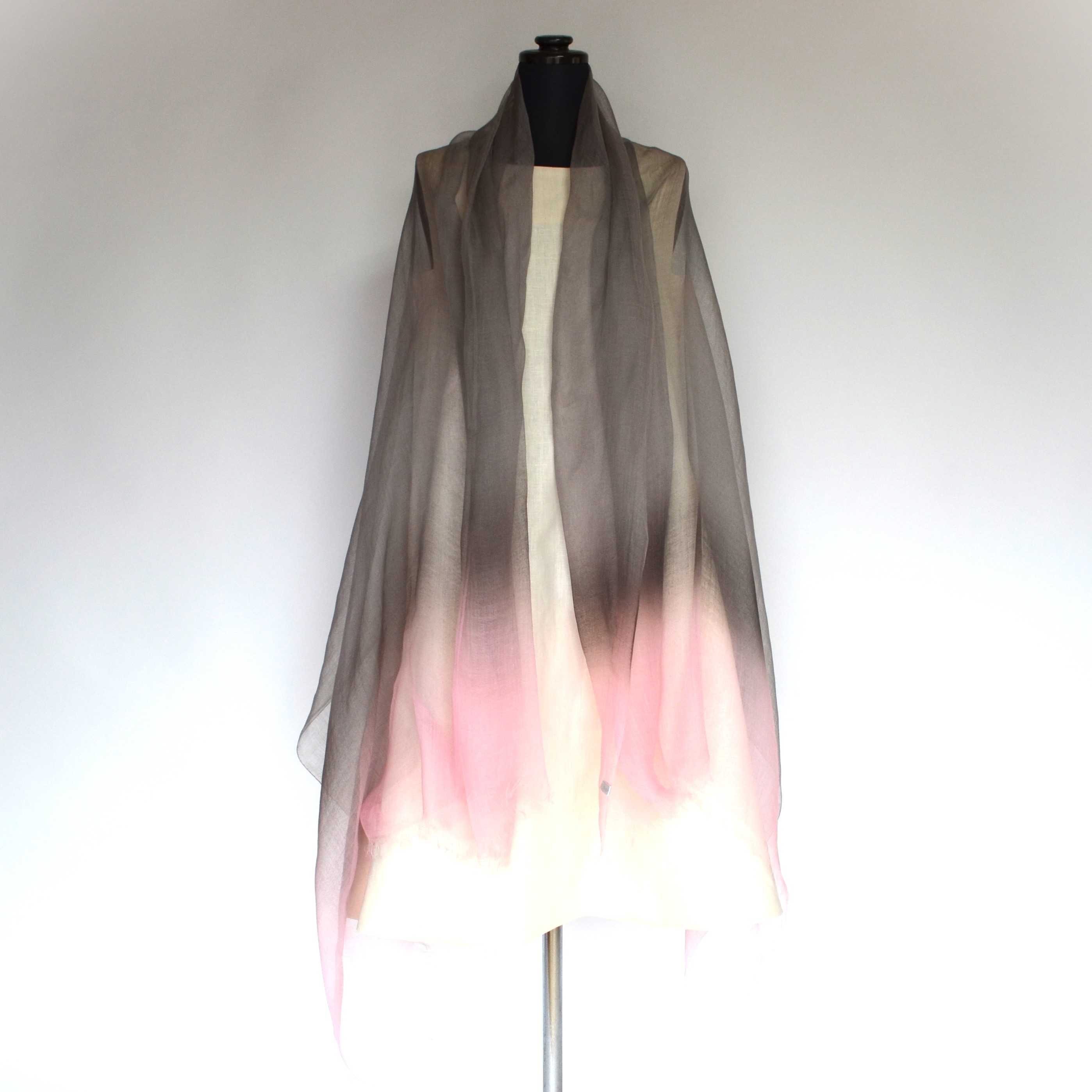 【harukii】日本製 麻100％ぼかし染ラミー薄羽ストール2019 Ｌ