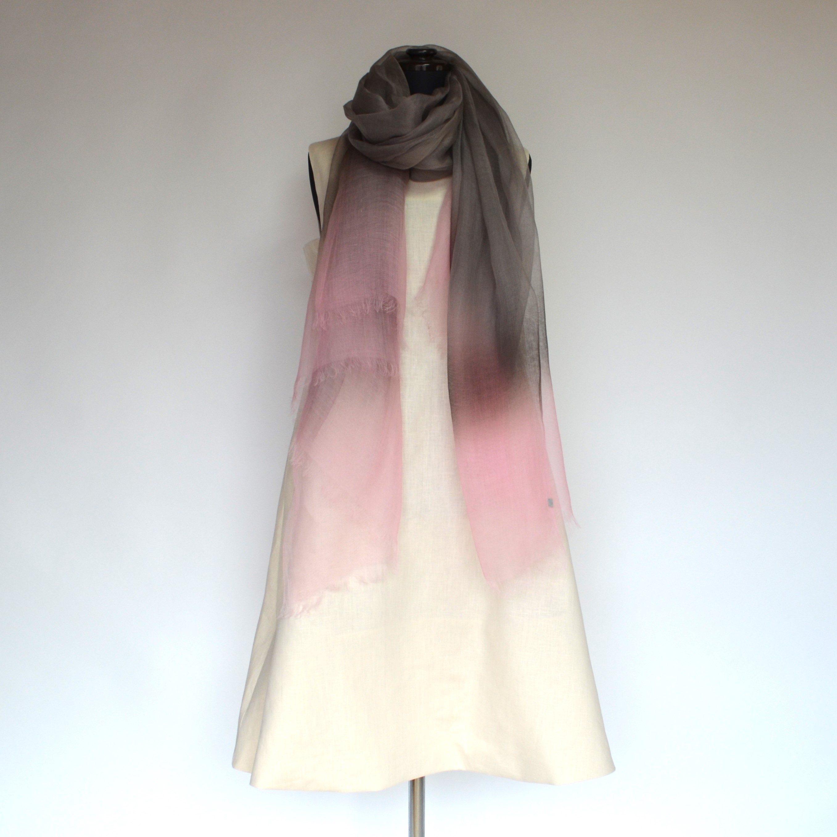 【harukii】日本製 麻100％ぼかし染ラミー薄羽ストール2019 Ｌ