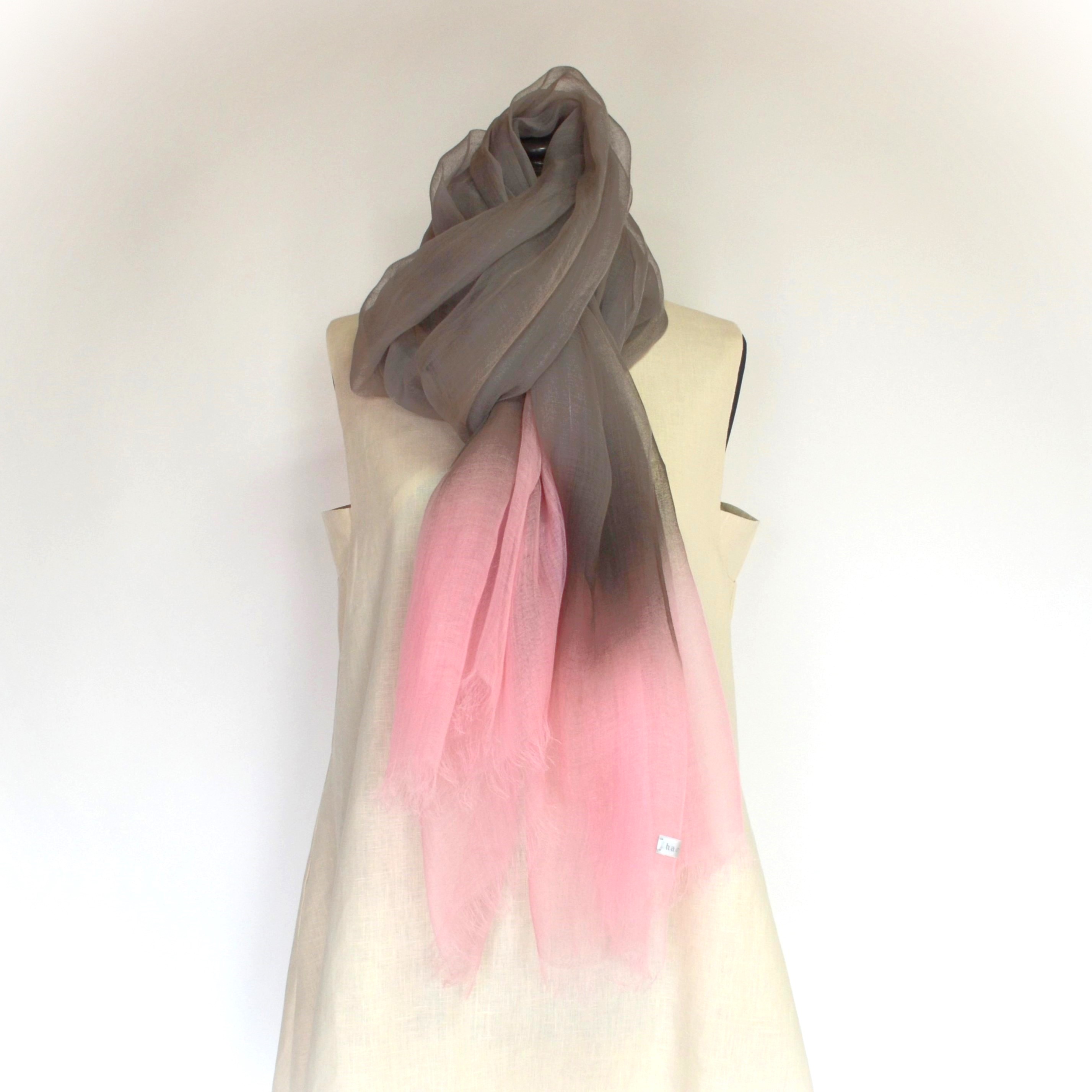 【harukii】日本製 麻100％ぼかし染ラミー薄羽ストール2019 Ｌ