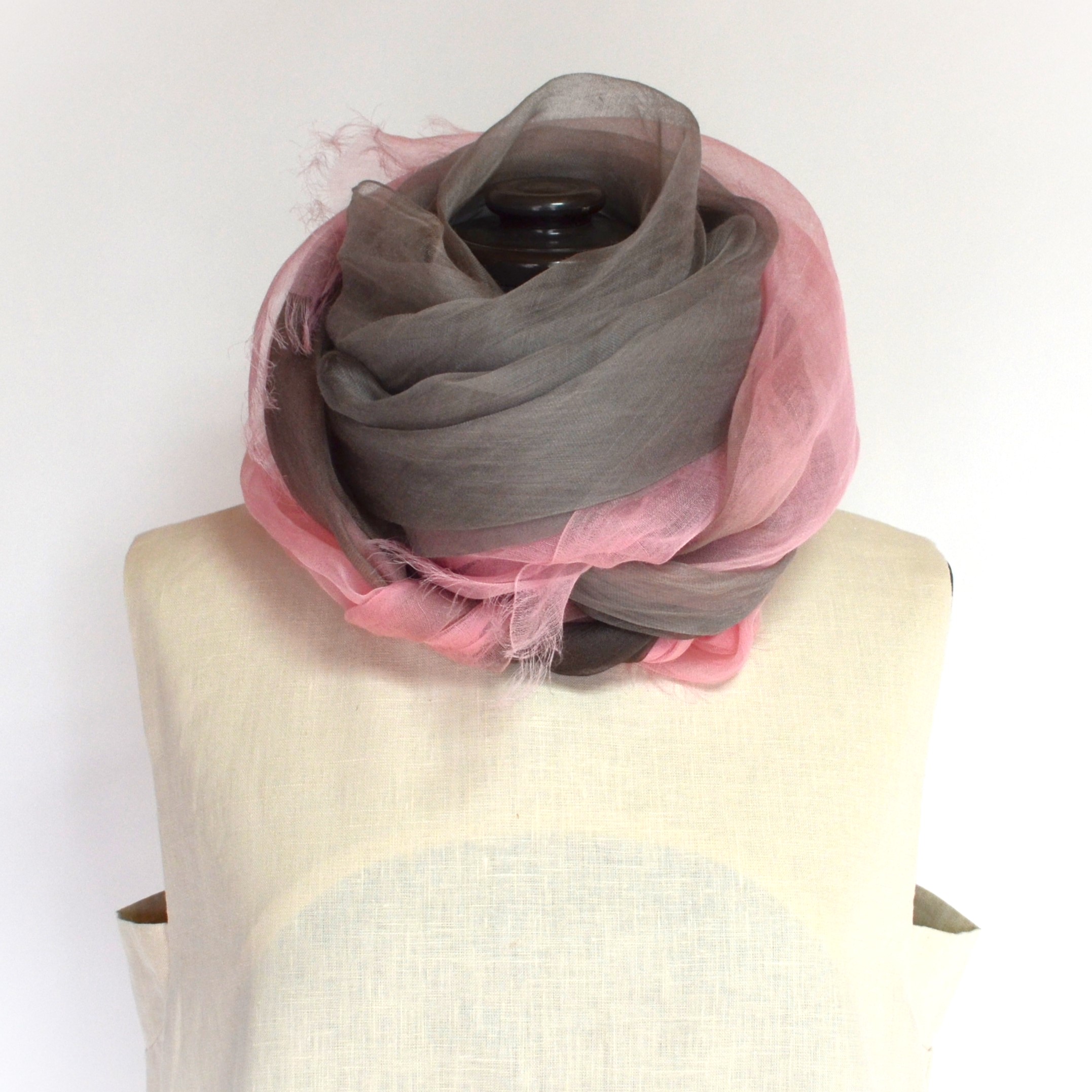 【harukii】日本製 麻100％ぼかし染ラミー薄羽ストール2019 Ｌ