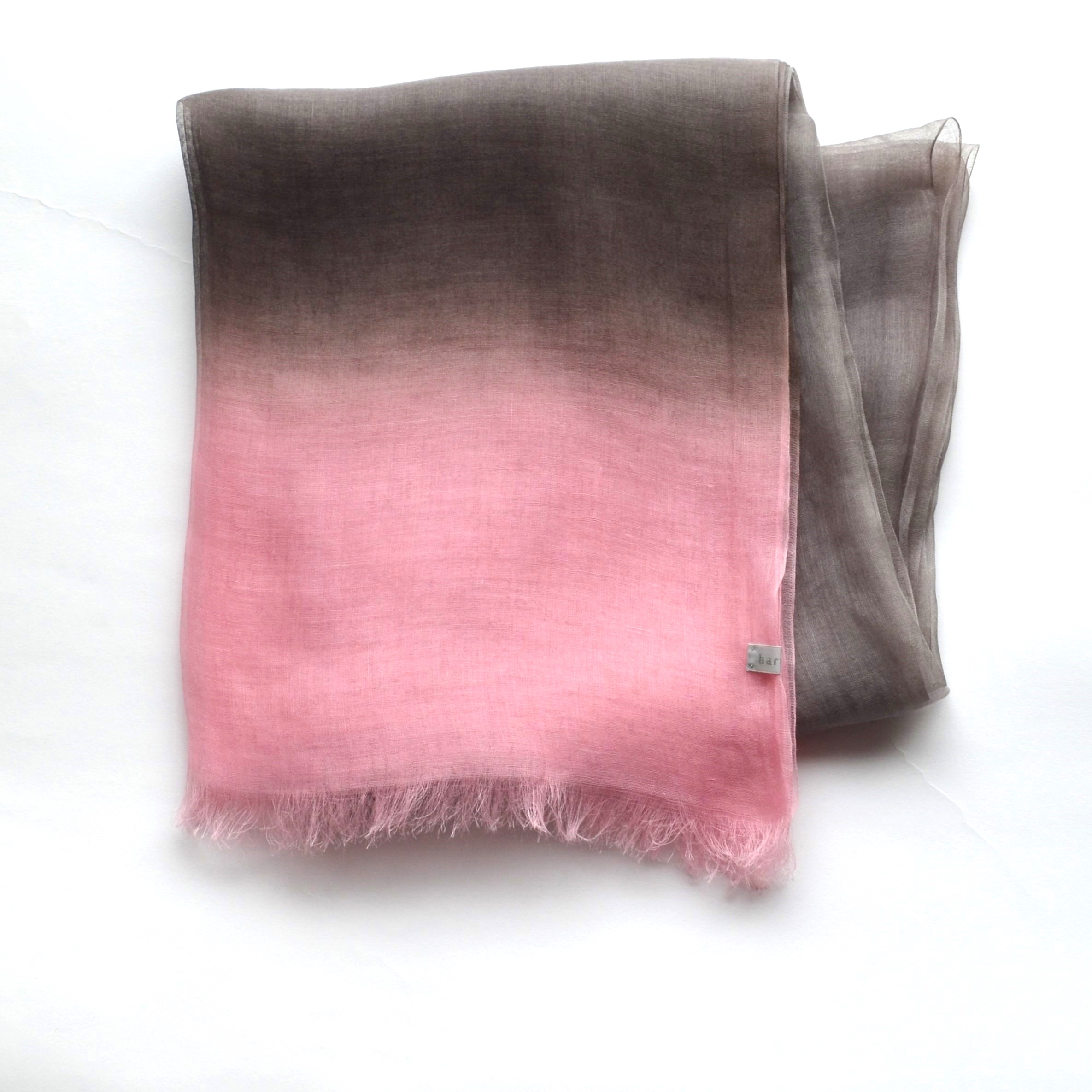 【harukii】日本製 麻100％ぼかし染ラミー薄羽ストール2019 Ｌ