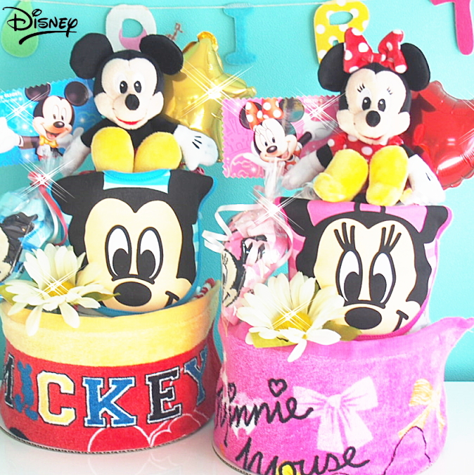 2段ディズニーおむつケーキミッキー＆ミニー出産祝いギフト