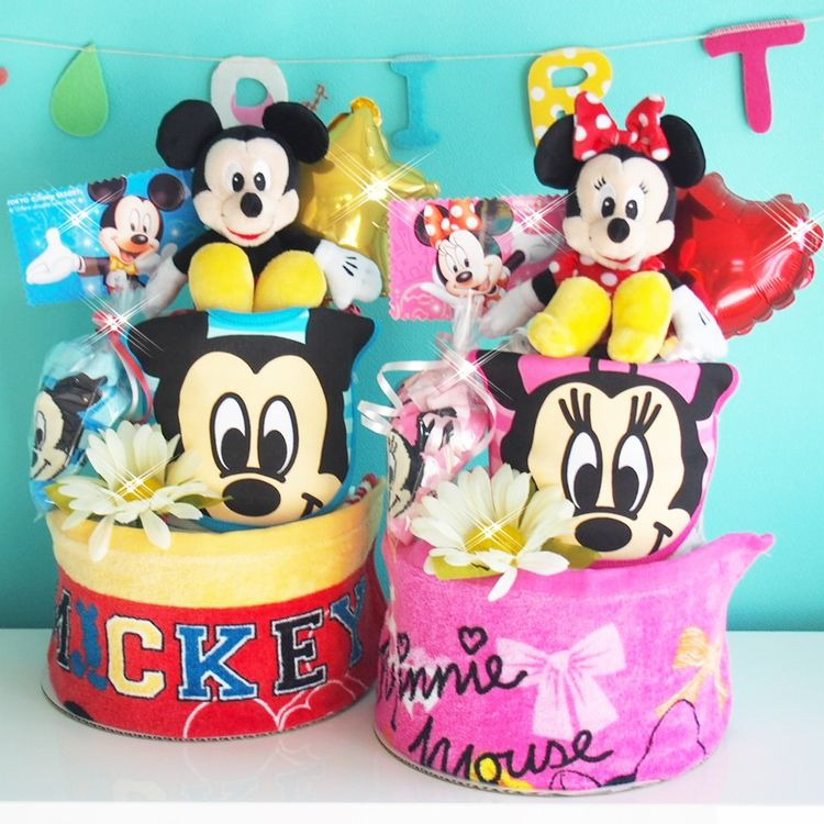 2段ディズニーおむつケーキミッキー＆ミニー出産祝いギフト