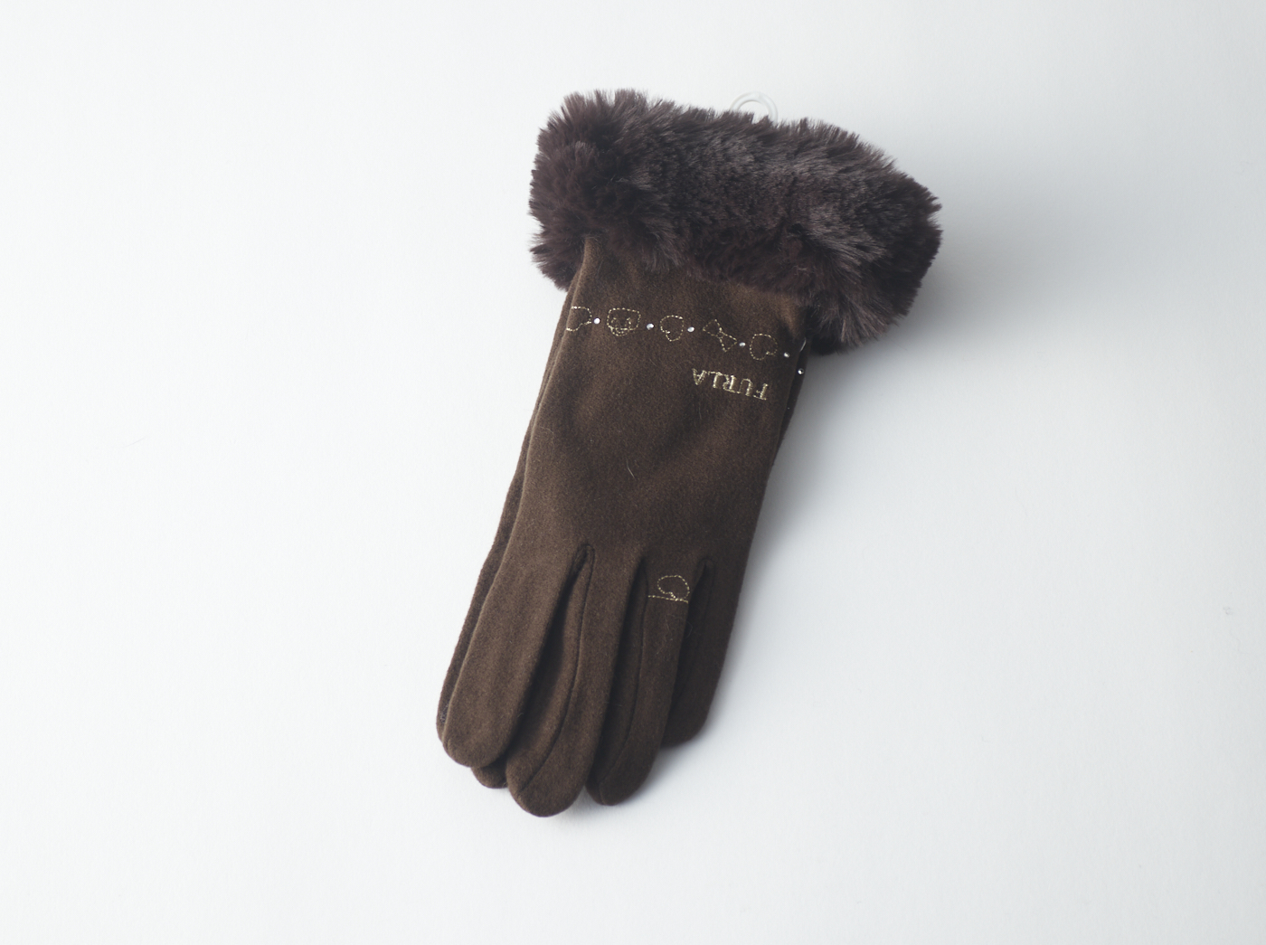 ファー付　刺繍ジャージ手袋