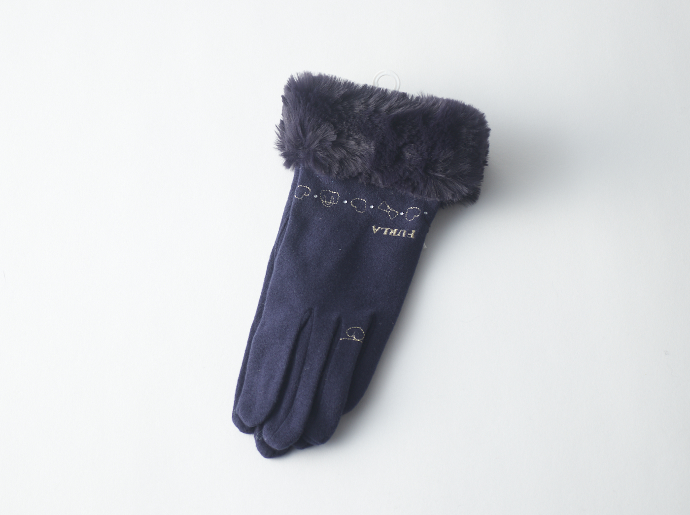 ファー付　刺繍ジャージ手袋