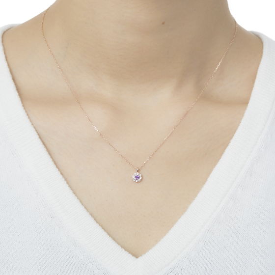 【誕生石ジュエリー】K10ピンクゴールド キュービック ペンダント