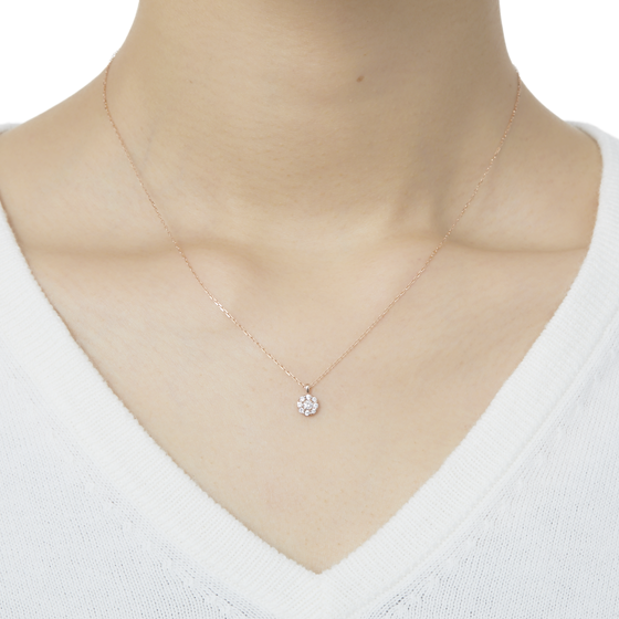 【誕生石ジュエリー】K10ピンクゴールド キュービック ペンダント