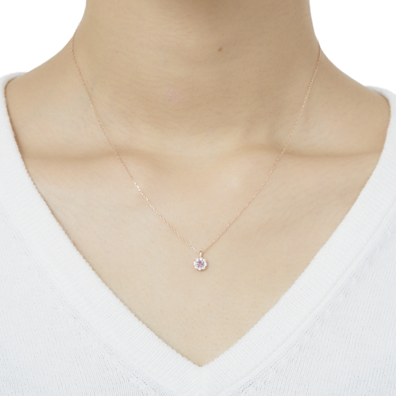 【誕生石ジュエリー】K10ピンクゴールド キュービック ペンダント