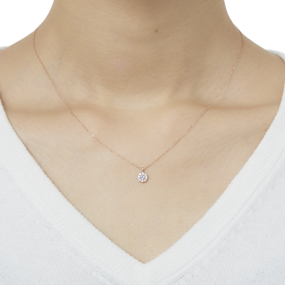 【誕生石ジュエリー】K10ピンクゴールド キュービック ペンダント