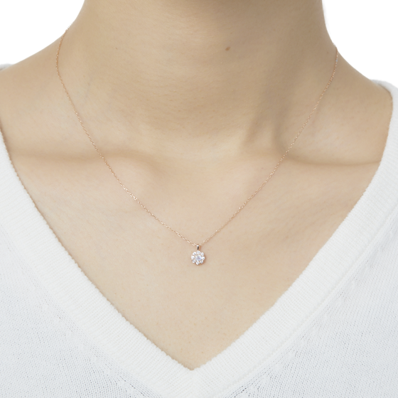 【誕生石ジュエリー】K10ピンクゴールド キュービック ペンダント