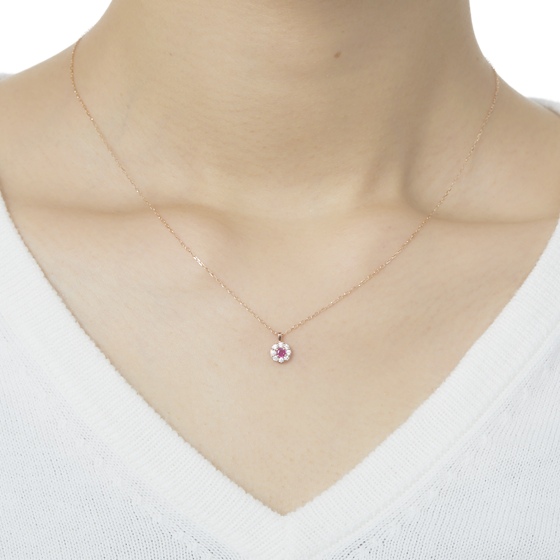 【誕生石ジュエリー】K10ピンクゴールド キュービック ペンダント