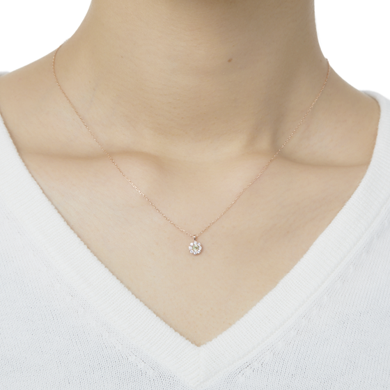 【誕生石ジュエリー】K10ピンクゴールド キュービック ペンダント